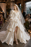 Load image into Gallery viewer, Ivory Bridal Gown with Flowing Train, Elegant Wedding Dress for Formal Ceremony