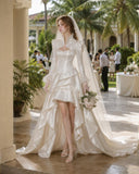 Load image into Gallery viewer, Ivory Wedding Gown with Graceful Full Length Silhouette and Dramatic Bridal Train
