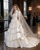 Load image into Gallery viewer, Ivory Formal Bridal Dress with Elegant Train, Romantic Wedding Gown