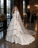Load image into Gallery viewer, Ivory Formal Bridal Dress with Elegant Train, Romantic Wedding Gown
