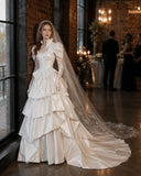 Load image into Gallery viewer, Ivory Formal Bridal Dress with Elegant Train, Romantic Wedding Gown