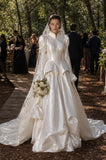 Load image into Gallery viewer, Ivory Statement Wedding Dress with Flowing Skirt and Refined Bridal Silhouette