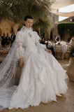Load image into Gallery viewer, Ivory Bridal Gown with Flowing Train, Elegant Wedding Dress for Formal Ceremony