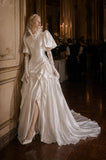 Load image into Gallery viewer, Ivory Wedding Gown with Graceful Full Length Silhouette and Dramatic Bridal Train