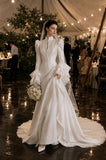 Load image into Gallery viewer, Ivory Formal Bridal Dress with Elegant Train, Romantic Wedding Gown