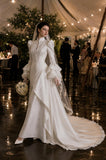 Load image into Gallery viewer, Ivory Formal Bridal Dress with Elegant Train, Romantic Wedding Gown