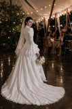 Load image into Gallery viewer, Ivory Formal Bridal Dress with Elegant Train, Romantic Wedding Gown