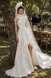 Load image into Gallery viewer, Ivory Statement Wedding Dress with Flowing Skirt and Refined Bridal Silhouette