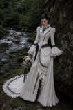 Load image into Gallery viewer, White Bridal Gown with Flowing Train, Elegant Wedding Dress for Formal Ceremony