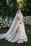 Load image into Gallery viewer, Ivory Formal Bridal Dress with Elegant Train, Romantic Wedding Gown