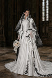 Load image into Gallery viewer, Ivory Statement Wedding Dress with Flowing Skirt and Refined Bridal Silhouette