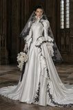 Load image into Gallery viewer, Ivory Statement Wedding Dress with Flowing Skirt and Refined Bridal Silhouette
