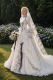 Load image into Gallery viewer, Ivory Bridal Gown with Flowing Train, Elegant Wedding Dress for Formal Ceremony
