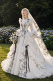 Load image into Gallery viewer, Ivory Bridal Gown with Flowing Train, Elegant Wedding Dress for Formal Ceremony