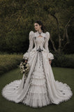Load image into Gallery viewer, Ivory Formal Bridal Dress with Elegant Train, Romantic Wedding Gown
