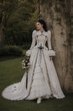 Load image into Gallery viewer, Ivory Formal Bridal Dress with Elegant Train, Romantic Wedding Gown