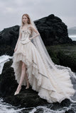 Load image into Gallery viewer, White Wedding Gown with Graceful Full Length Silhouette and Dramatic Bridal Train