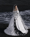 Load image into Gallery viewer, White Formal Bridal Dress with Elegant Train, Romantic Wedding Gown