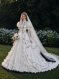 Load image into Gallery viewer, White Statement Wedding Dress with Flowing Skirt and Refined Bridal Silhouette