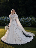 Load image into Gallery viewer, White Statement Wedding Dress with Flowing Skirt and Refined Bridal Silhouette