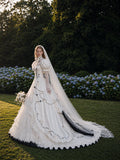 Load image into Gallery viewer, White Statement Wedding Dress with Flowing Skirt and Refined Bridal Silhouette