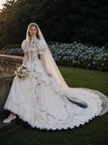 Load image into Gallery viewer, White Statement Wedding Dress with Flowing Skirt and Refined Bridal Silhouette