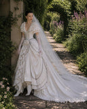Load image into Gallery viewer, White Bridal Gown with Flowing Train, Elegant Wedding Dress for Formal Ceremony