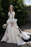 Load image into Gallery viewer, White Formal Bridal Dress with Elegant Train, Romantic Wedding Gown