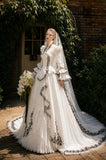 Load image into Gallery viewer, Ivory Statement Wedding Dress with Flowing Skirt and Refined Bridal Silhouette