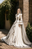 Load image into Gallery viewer, Ivory Statement Wedding Dress with Flowing Skirt and Refined Bridal Silhouette