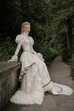 Load image into Gallery viewer, Ivory Bridal Gown with Flowing Train, Elegant Wedding Dress for Formal Ceremony