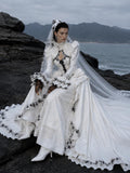 Load image into Gallery viewer, White Statement Wedding Dress with Flowing Skirt and Refined Bridal Silhouette