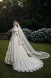 Load image into Gallery viewer, Ivory Bridal Gown with Flowing Train, Elegant Wedding Dress for Formal Ceremony