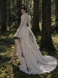 Load image into Gallery viewer, Ivory Wedding Gown with Graceful Full Length Silhouette and Dramatic Bridal Train