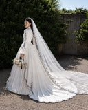 Load image into Gallery viewer, White Statement Wedding Dress with Flowing Skirt and Refined Bridal Silhouette