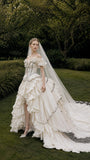 Load image into Gallery viewer, Ivory Bridal Gown with Flowing Train, Elegant Wedding Dress for Formal Ceremony