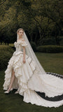 Load image into Gallery viewer, Ivory Bridal Gown with Flowing Train, Elegant Wedding Dress for Formal Ceremony