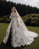 Load image into Gallery viewer, White Statement Wedding Dress with Flowing Skirt and Refined Bridal Silhouette
