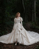 Load image into Gallery viewer, White Statement Wedding Dress with Flowing Skirt and Refined Bridal Silhouette