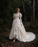 Load image into Gallery viewer, White Statement Wedding Dress with Flowing Skirt and Refined Bridal Silhouette