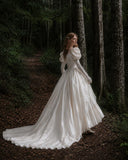 Load image into Gallery viewer, White Statement Wedding Dress with Flowing Skirt and Refined Bridal Silhouette
