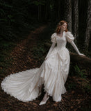 Load image into Gallery viewer, White Statement Wedding Dress with Flowing Skirt and Refined Bridal Silhouette