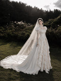 Load image into Gallery viewer, Ivory Formal Bridal Dress with Elegant Train, Romantic Wedding Gown