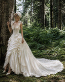 Load image into Gallery viewer, Ivory Wedding Gown with Graceful Full Length Silhouette and Dramatic Bridal Train