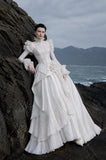 Load image into Gallery viewer, White Formal Bridal Dress with Elegant Train, Romantic Wedding Gown