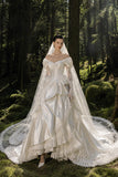 Load image into Gallery viewer, Ivory Bridal Gown with Flowing Train, Elegant Wedding Dress for Formal Ceremony