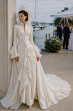 Load image into Gallery viewer, Ivory Statement Wedding Dress with Flowing Skirt and Refined Bridal Silhouette