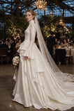 Load image into Gallery viewer, Ivory Wedding Gown with Graceful Full Length Silhouette and Dramatic Bridal Train