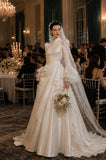 Load image into Gallery viewer, Ivory Formal Bridal Dress with Elegant Train, Romantic Wedding Gown