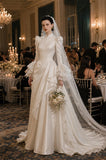 Load image into Gallery viewer, Ivory Formal Bridal Dress with Elegant Train, Romantic Wedding Gown